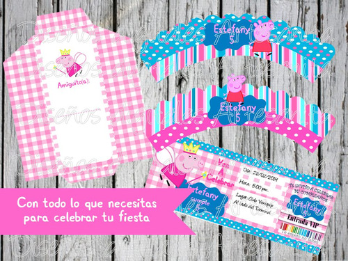 Kit De Fiesta Imprimible Peppa Pig Personalizado