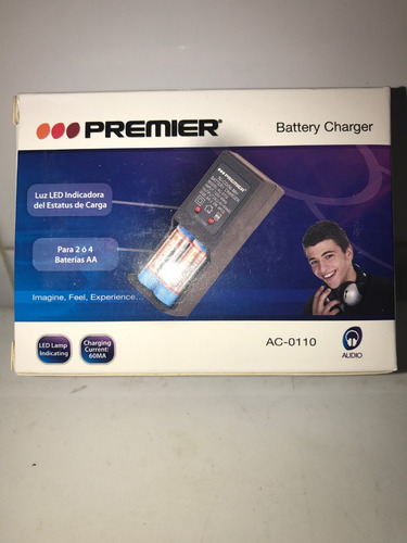 Cargador Premier De Bateria Doble Aa Con 4 Pilas Incluidas