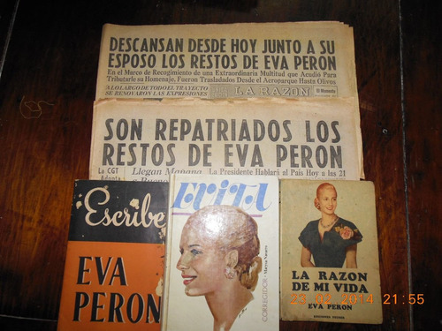 Eva Perón Lote De 2 Diarios Y 3 Libros