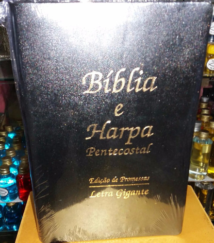 Bíblia Sagrada Com Harpa Letra Gigante Luxo Preta - Promoção