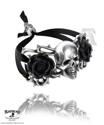 Brazalete Pulsera Skull Calavera Rosa Alchemy Pewter Gotham