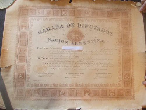 43-nombram. Camara Diputado Nacion X Pcia. Jujuy Año 1889