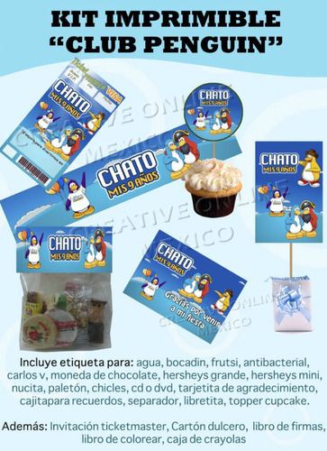 Kit Imprimible Club Penguin + Regalos!! Fiesta Cumple