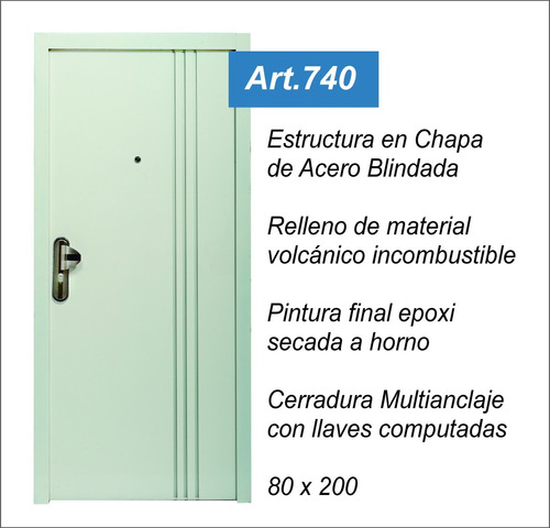 Puerta Doble Chapa Inyectada 80x2 Con Cerradura Multianclaje