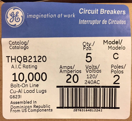 Imagen 6 de 6 de Pastilla Eléctrica General Electric Thqb 2120