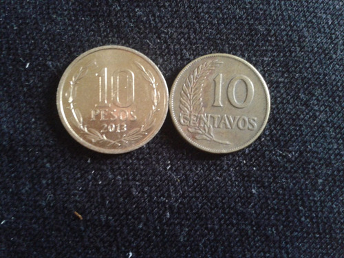 Moneda Perú 10 Centavos Bronce 1945 Escasa (c17)