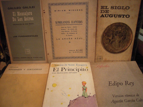 Lote X6 Libros,cervantes/sofocles/g Galilei/grimal/miguens