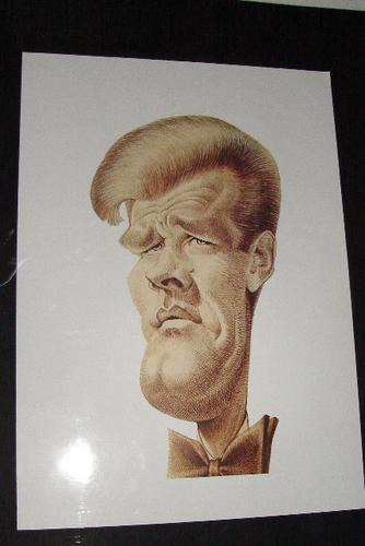 Caricaturas,roger Moore,firmada Mulatier.