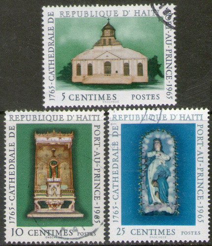 Haití 3 Sellos 200° Años Catedral Puerto Príncipe Año 1965 