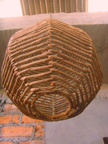 Juego De Tres Lamparas Farol Colmena De Hierro Y Tejido.