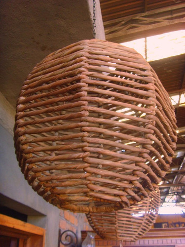Juego De Tres Lamparas Farol Colmena De Hierro Y Tejido.