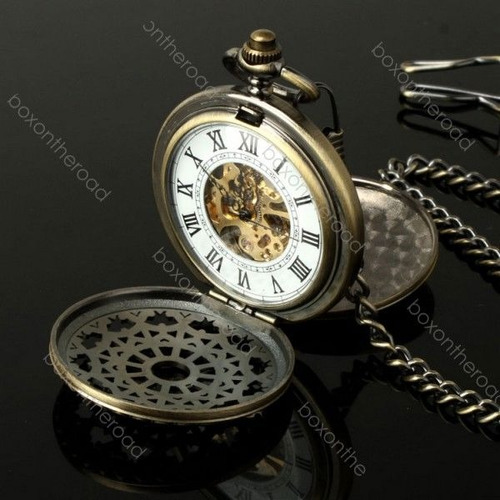 Reloj Bolsillo Antiguo Dorado  Romanos Cadena - Mecánico