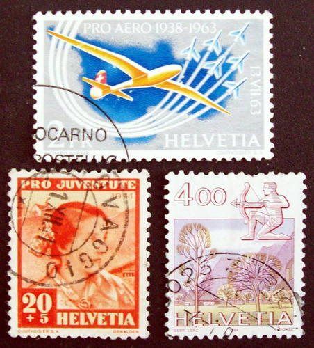 Suiza - Lote 3 Sellos Sc. 728 B415 C46 Altos Usados L2901