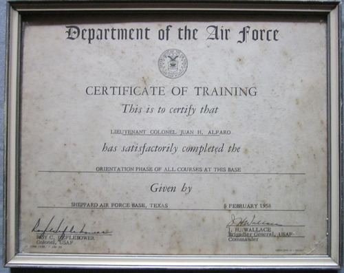 Cuadro Antiguo Diploma Aviacion De Air Force Departament