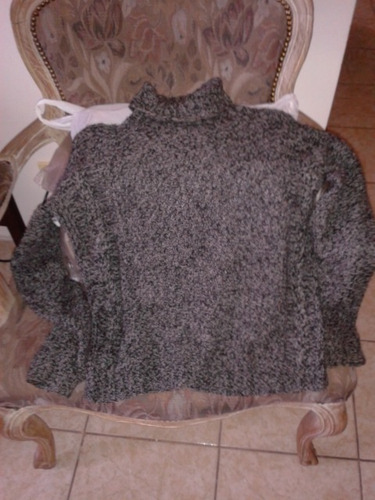 Sweater Chaleco Jaspeado Plomo Cuello Alto Talla S 