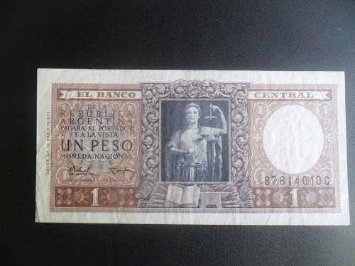 Billete República De Argentina 1 Peso 1947 Firma Escasa