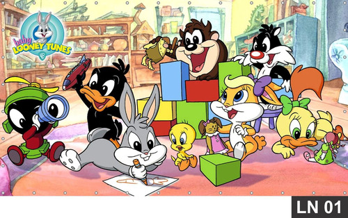 Painel De Festa Aniversário Looney Tunes Baby 3,00x1,40m