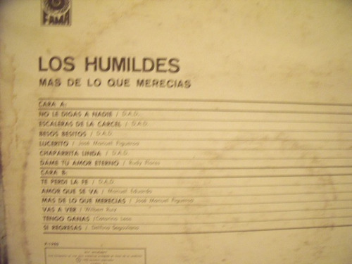 Lp Los Humildes.. Mas De Lo Que Merecias (Usado)