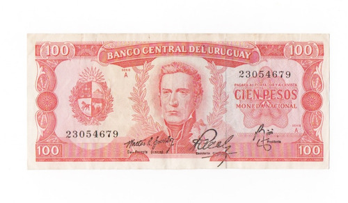 Billete 100 Pesos Moneda Nacional 1967 Uruguay