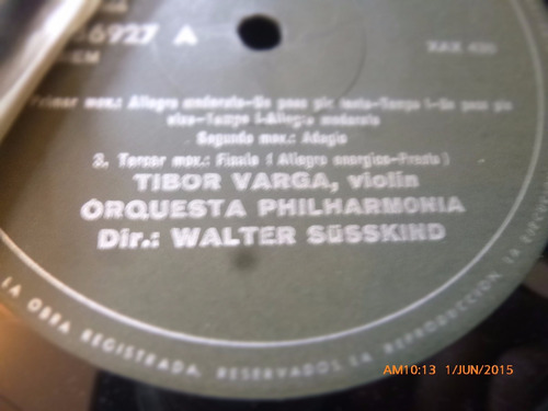 Vinilo Lp De Tibor Varga -- Bruch -- Mozart (xx878 (Usado)