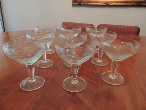 Jogo 9 Taças Champagne Em Cristal Alemão Antigo Década De 70