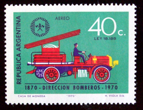 Argentina, Sello Gj 1516 Aéreo Carro Bomberos 70 Mint L4965