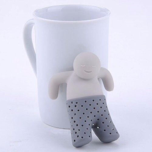 Caneca Branca + Boneco Mr. Tea Filtro Cha Presente Criativo