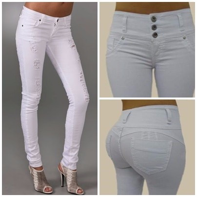 Jeans Blanco Corte Alto Marca Bacci Talla 5/6variedad Models
