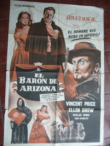 Poster De Cine / Vincent Price / El Barón De Arizona / 1950