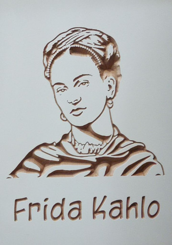 Quadro Entalhado Em Madeira - Frida Kahlo