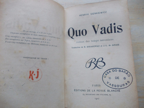 Livro - Quo Vadis - Henryk Sienkiewicz - Em Francês