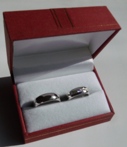 Argollas Matrimonio Plata Media Caña Y Circones + Obsequio