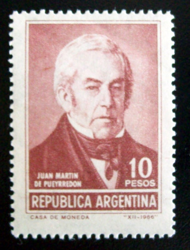 Argentina, Sello Gj 1402 J Martín Pueyrredón 66 Mint L5363