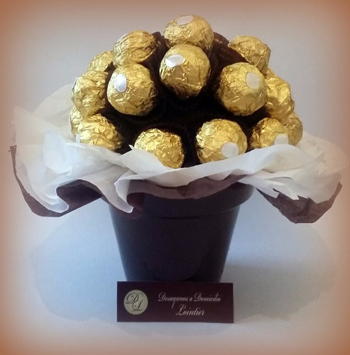 Ramo De Flores Ferrero Rocher + Corazon De Peluche + Maceta | MercadoLibre