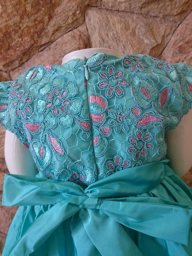 Imagem 7 de 7 de Vestido Infantil Festa Luxo Tafetá Verde Tifan Renda