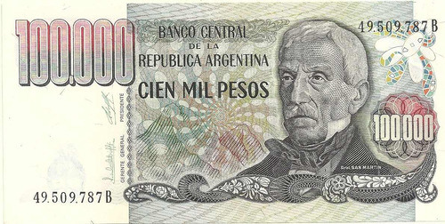 Billete 100.000 Pesos Ley Bottero 2504a Año 1980 Excelente+