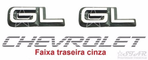 Emblemas Laterais Gl + Faixa Cinza - Pickup Corsa 1995 À 96