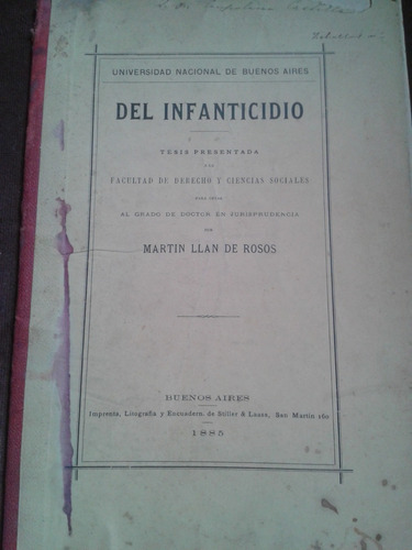 Del Infanticidio - Tesis De Derecho Martin Rosos 1885 C17