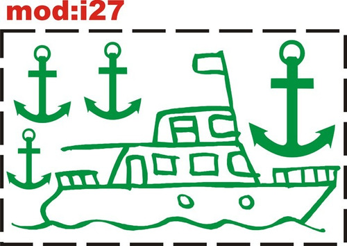 Adesivo I27 Barco Barquinho Navio Âncoras Marinheiro Infanti