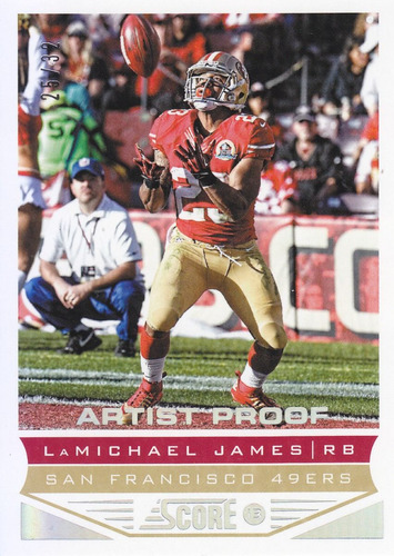 2013 Score Artist Proof Lamichael James Rb 49ers 25/32