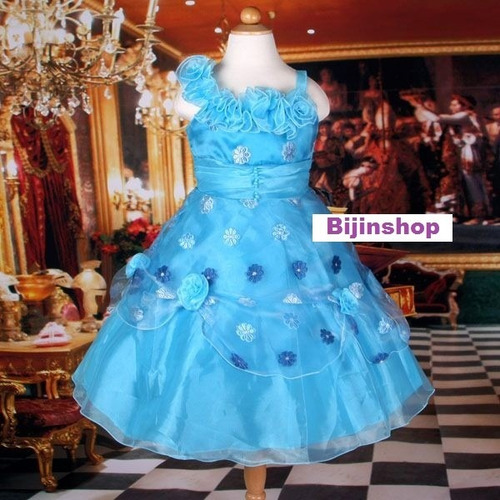 Vestido Infantil Festa/ Princesa/dama Flores Pink,azul,lilas