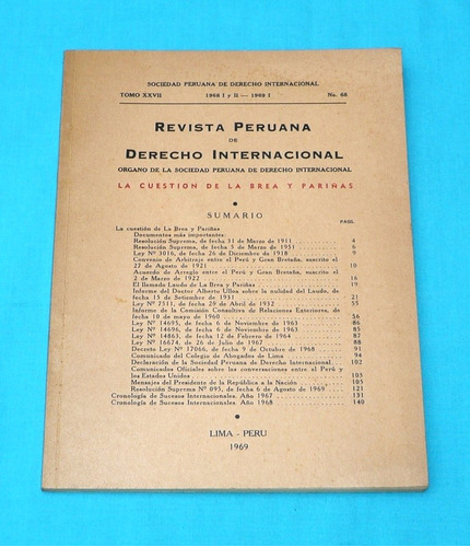 Revista Peruana Derecho Internacional La Brea Y Pariñas 1969