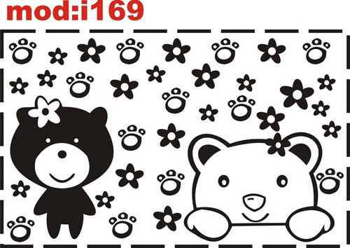 Adesivo I169 Urso Ursinho Estrelas Estrelinhas Pegadas Infan