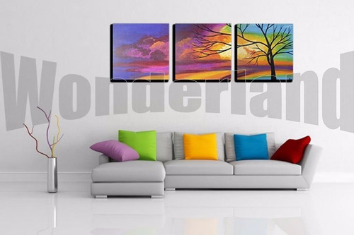 Cuadros Abstractos Tripticos Modernos Pintados A Mano 150x50
