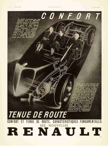 Lienzo Canvas Arte Anuncio Automóvil Renault 1936 67x50