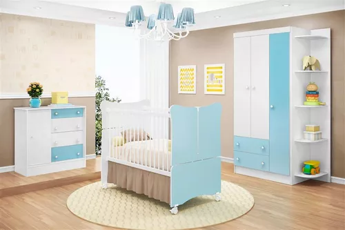 Jogo De Quarto Infantil Doce Magia Com Berço Cama 280 Branco