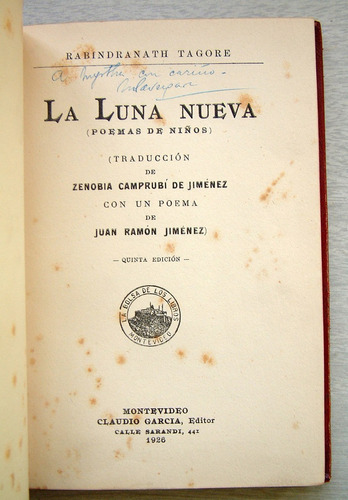 La Luna Nueva (poemas De Niños) R. Tagore, 1926