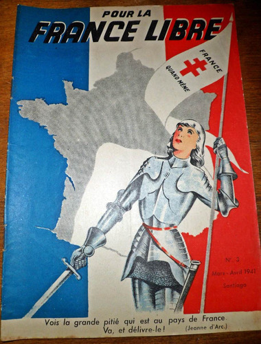Pour La France Libre Comite De Gaulle Santiago Chile  1941