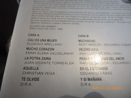 Vinilo Lp De Gerardo Arellano Cali Es Una Mujer /(u142