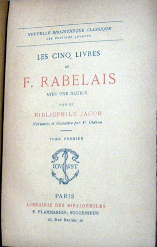 Francois Rabelais Les Cinq Livres 4 Ts En Frances Completa